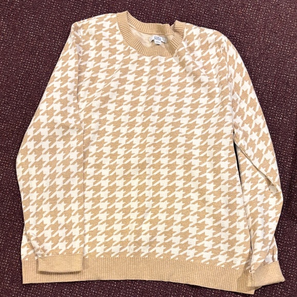croft & barrow Sweaters - Tan Houndstooth woMen's Sweater xxl